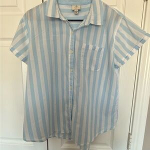 St. John's Bay Light Blue and White Striped Button Down Shirt